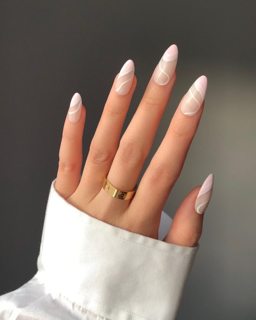 Almond Nails with Abstract Art