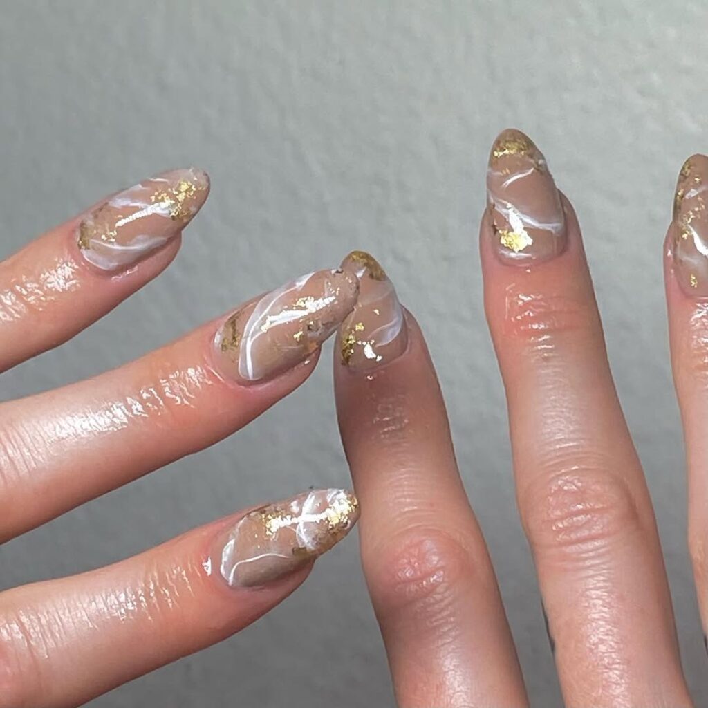 Neutral Marble Nails