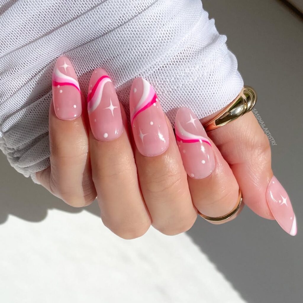 Pink Swirl Nails