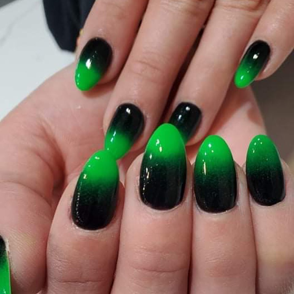 Glow-in-the-Dark Green Nails