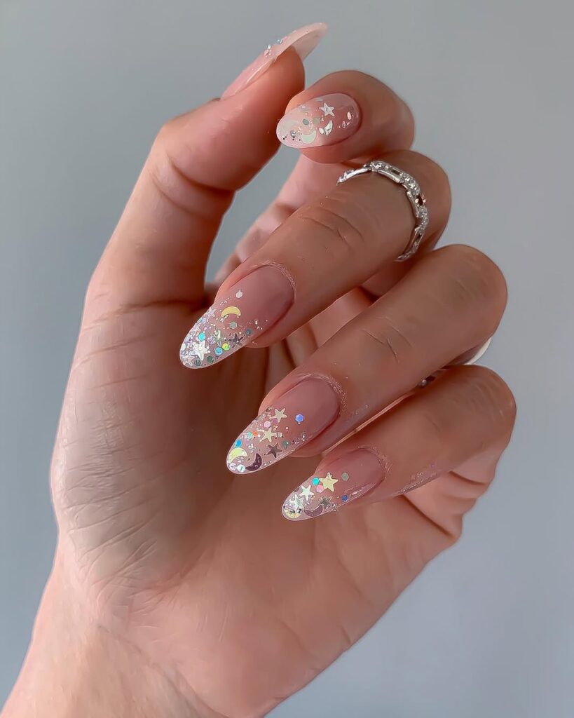 Almond Nails with Glitter