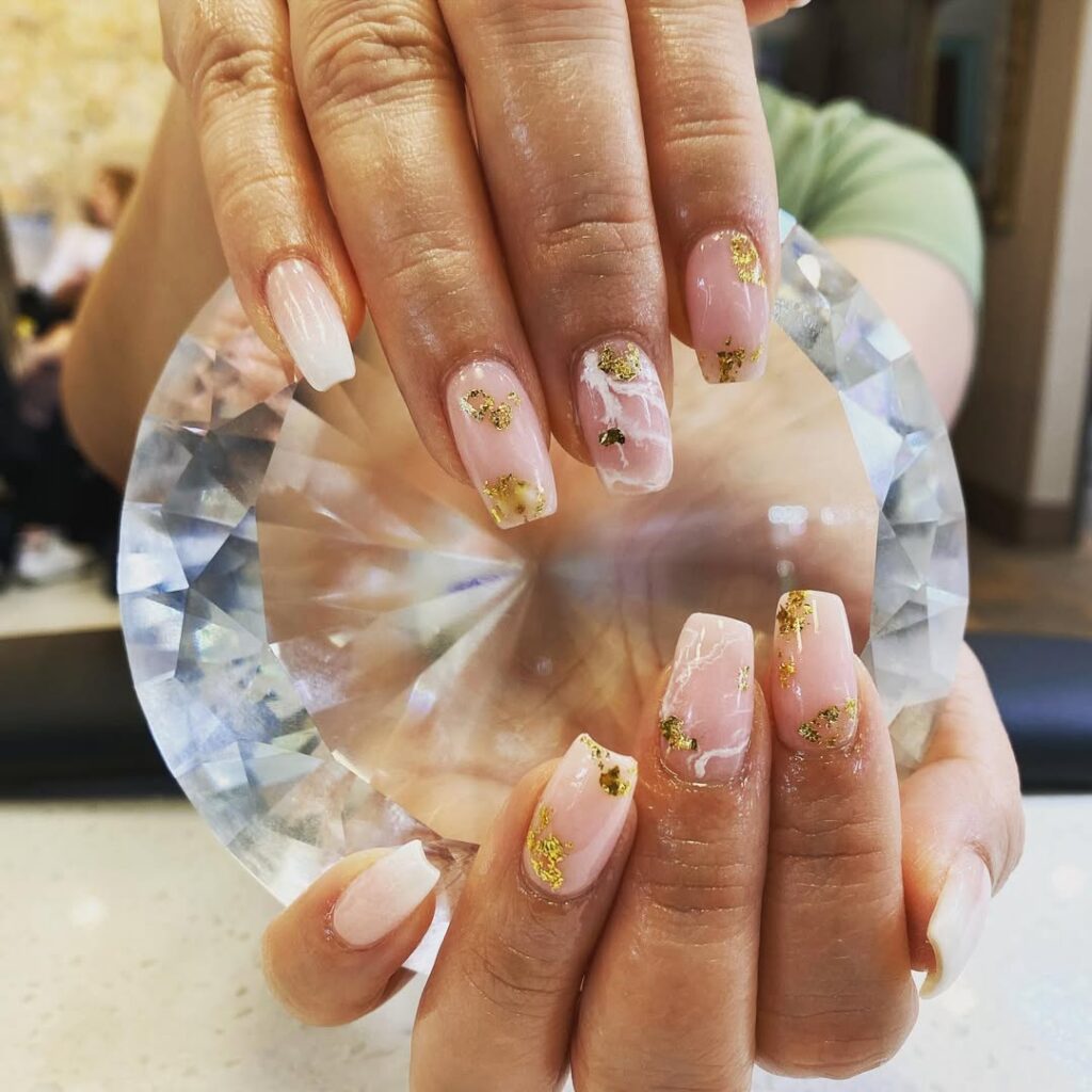 Marble Nails with Gold Foil