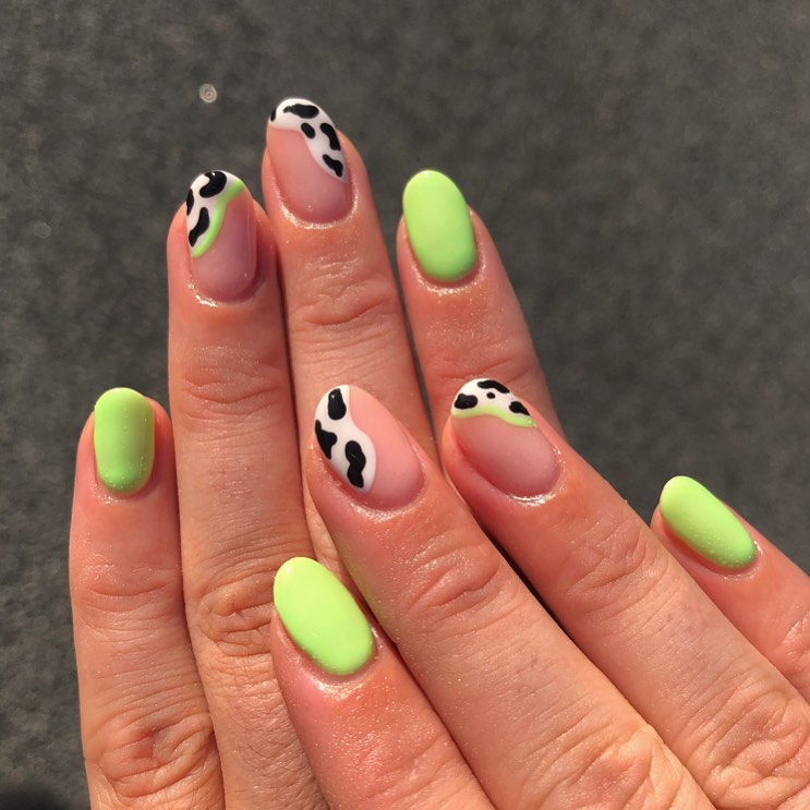 Lime Green with Cow Print
