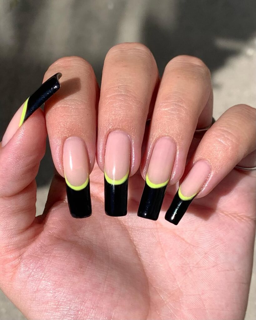 Black & Clear French Tips (Glass Nails Effect)
