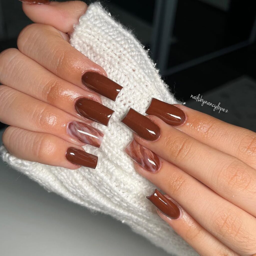 Brown Marble Nails