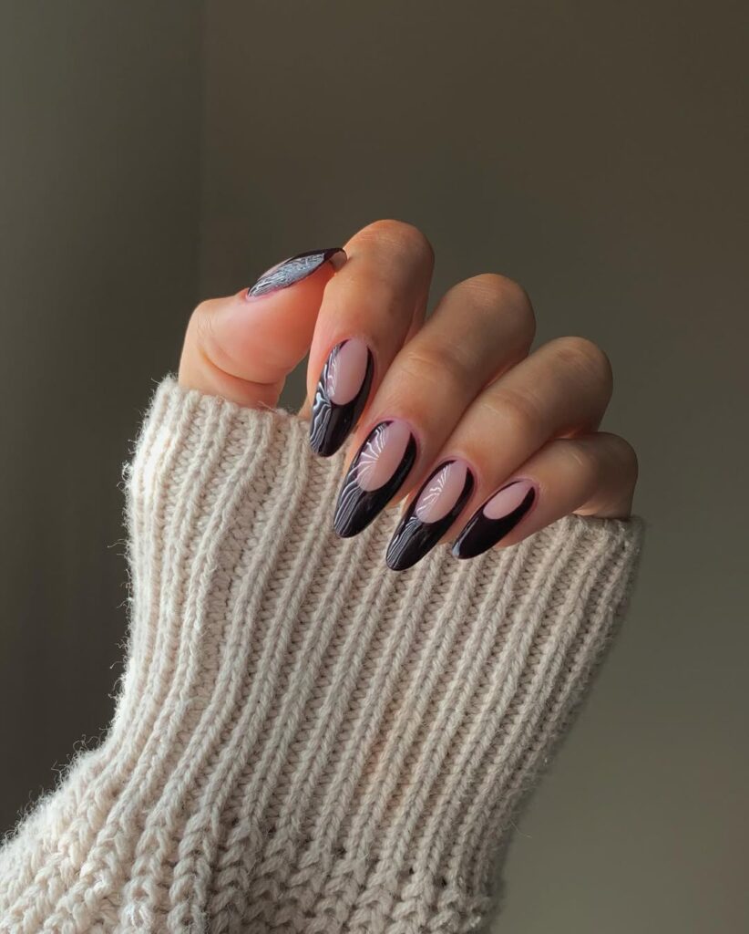 Black French Tips with Negative Space