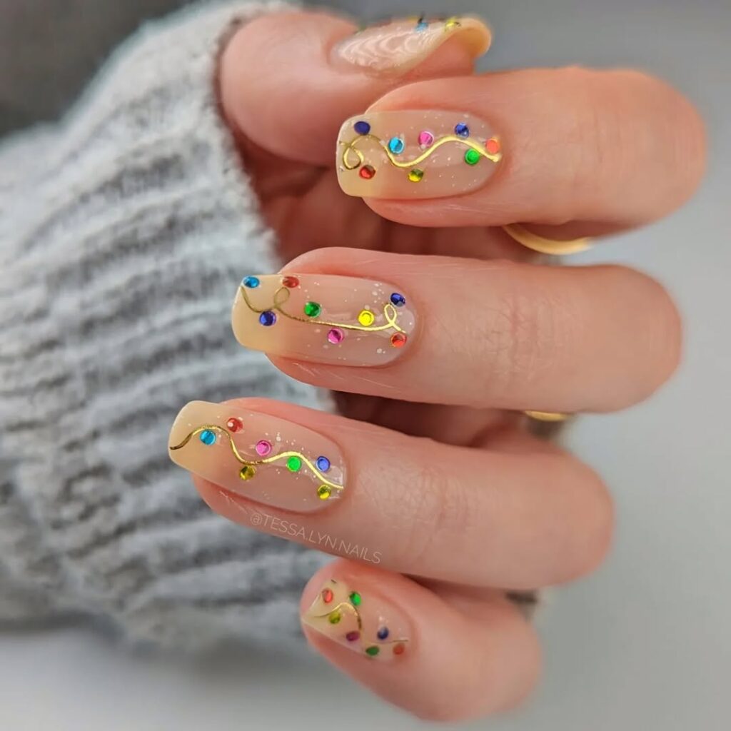 Christmas Lights Nails