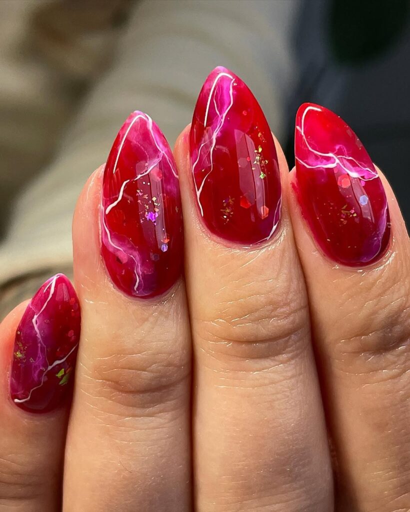 Red Marble Nails