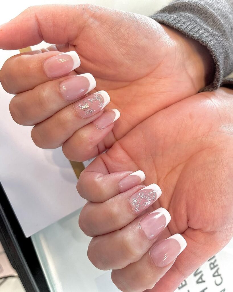 French Tips with Foil Accents