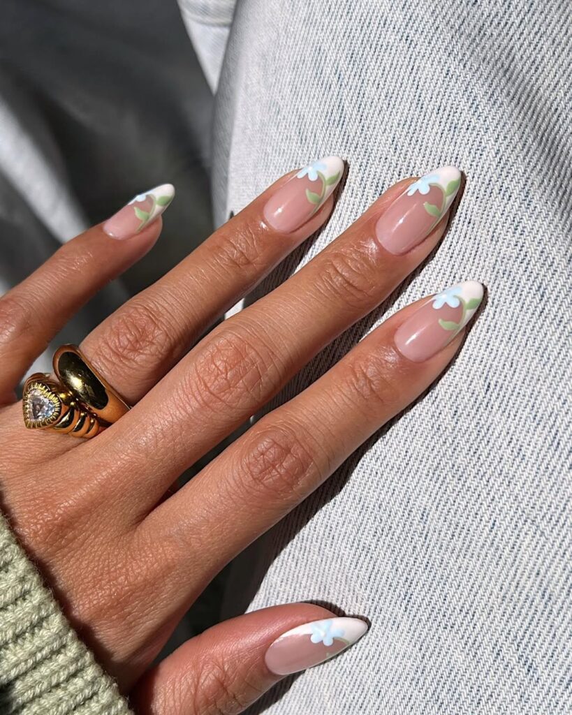 Floral French Manicure