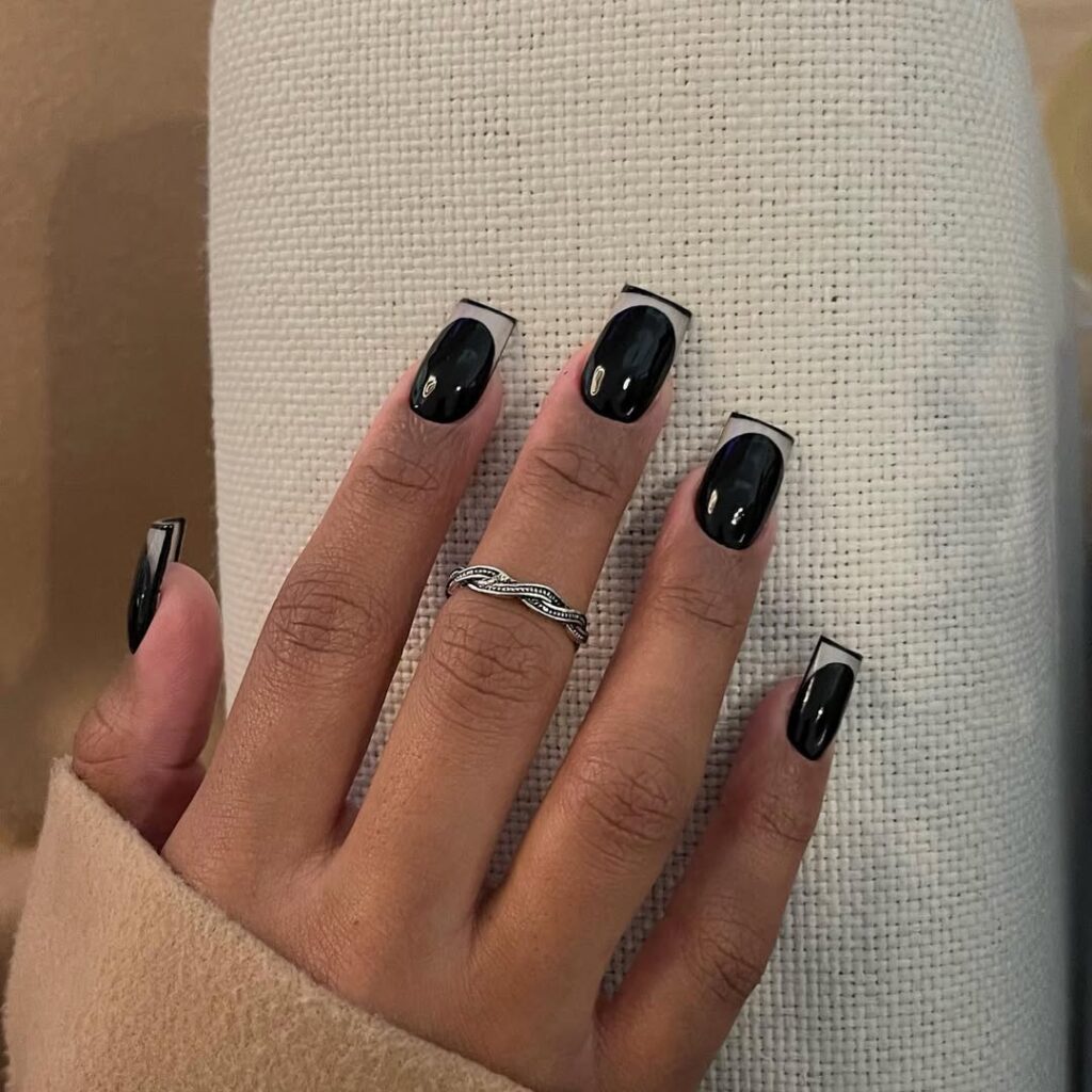 Reverse Black French Tips