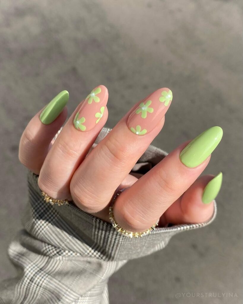 Mint Green with Floral Designs