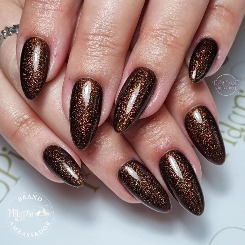 Glitter Brown Nails