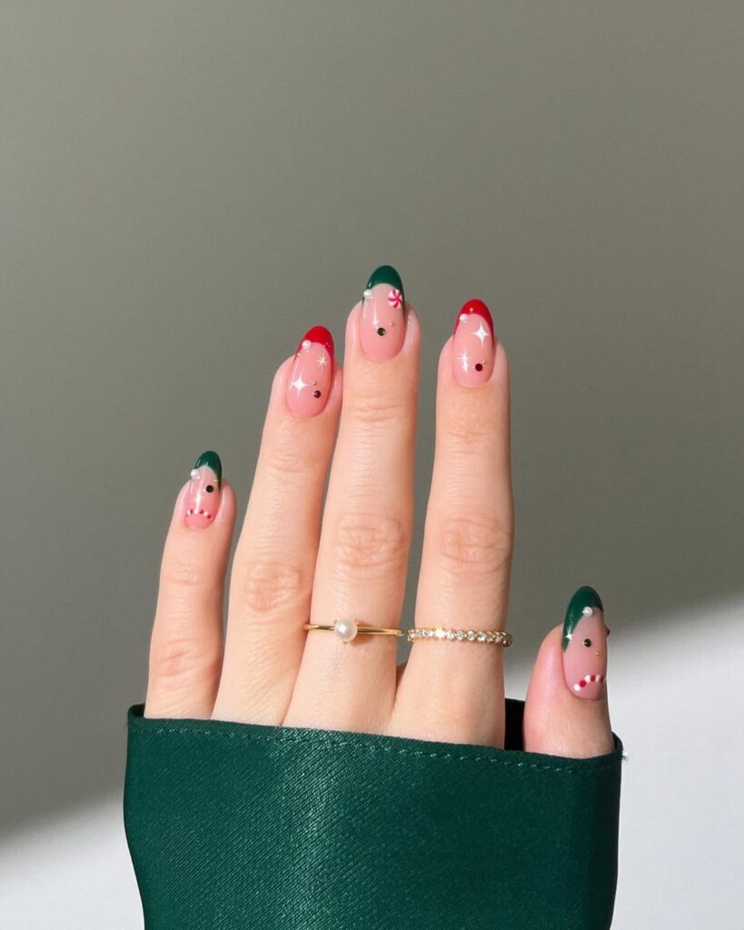 Classic Red & Green Nails