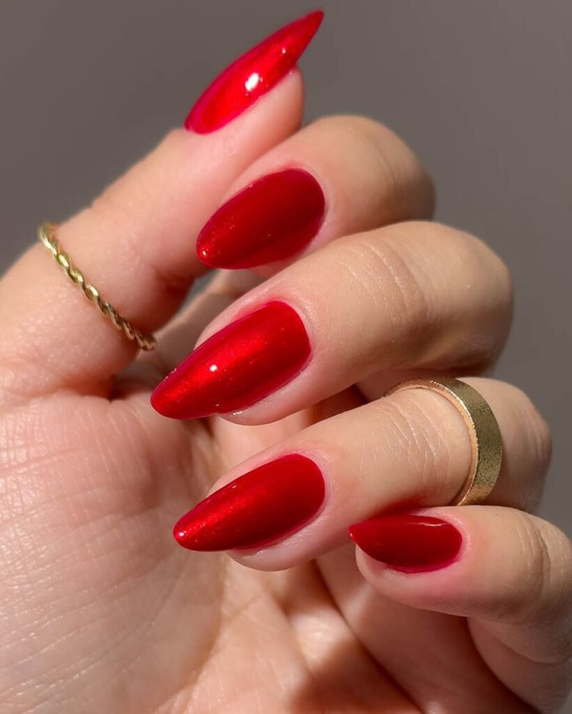 Glossy Red Nails