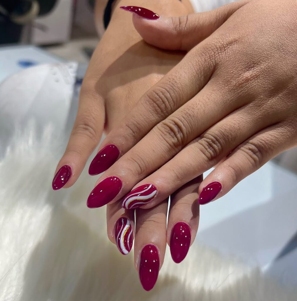 Glossy Cherry Red Nails