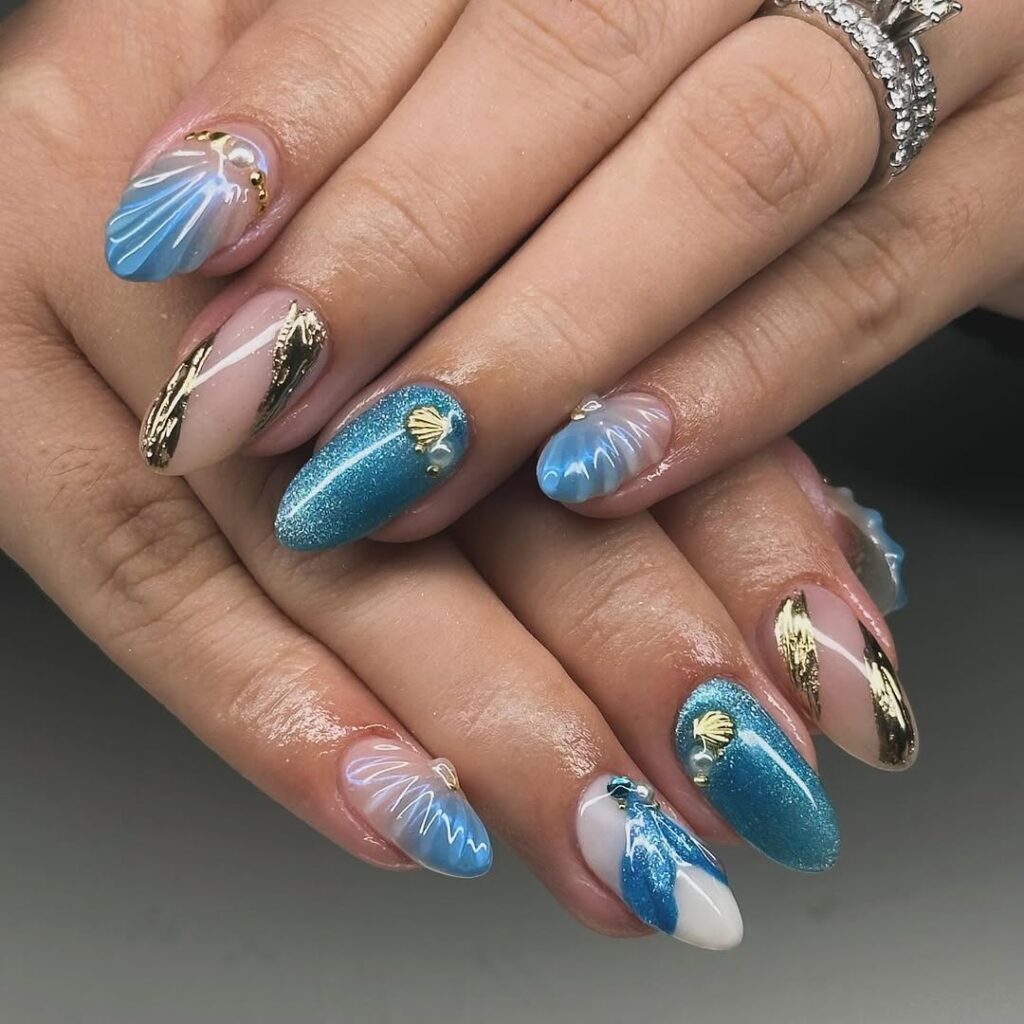 Mermaid Blue Nails