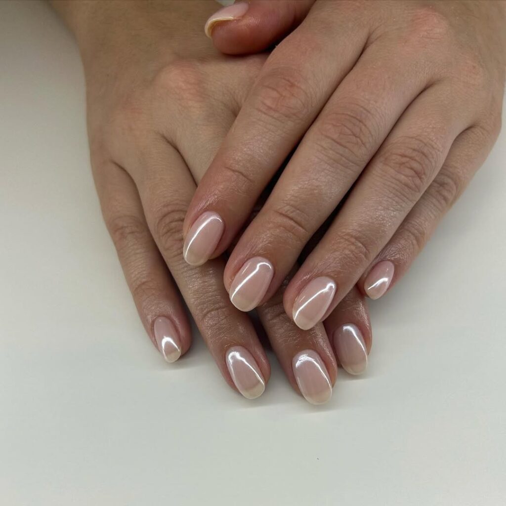 Neutral Nails with Pearl Details