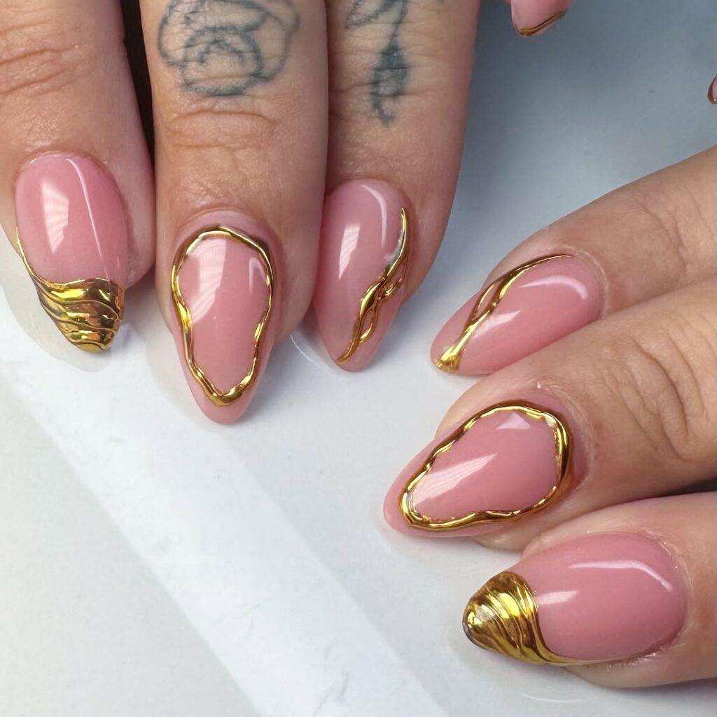 Gold Chrome Nails