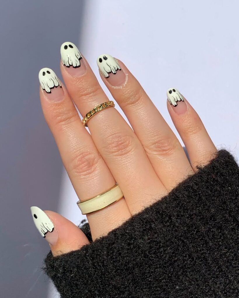 Glow-in-the-Dark Ghost Nails