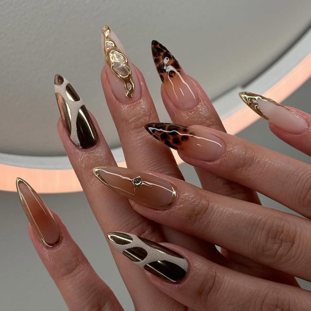 Brown Almond Nails