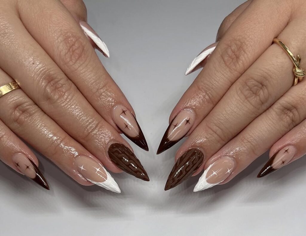 Brown Stiletto Nails