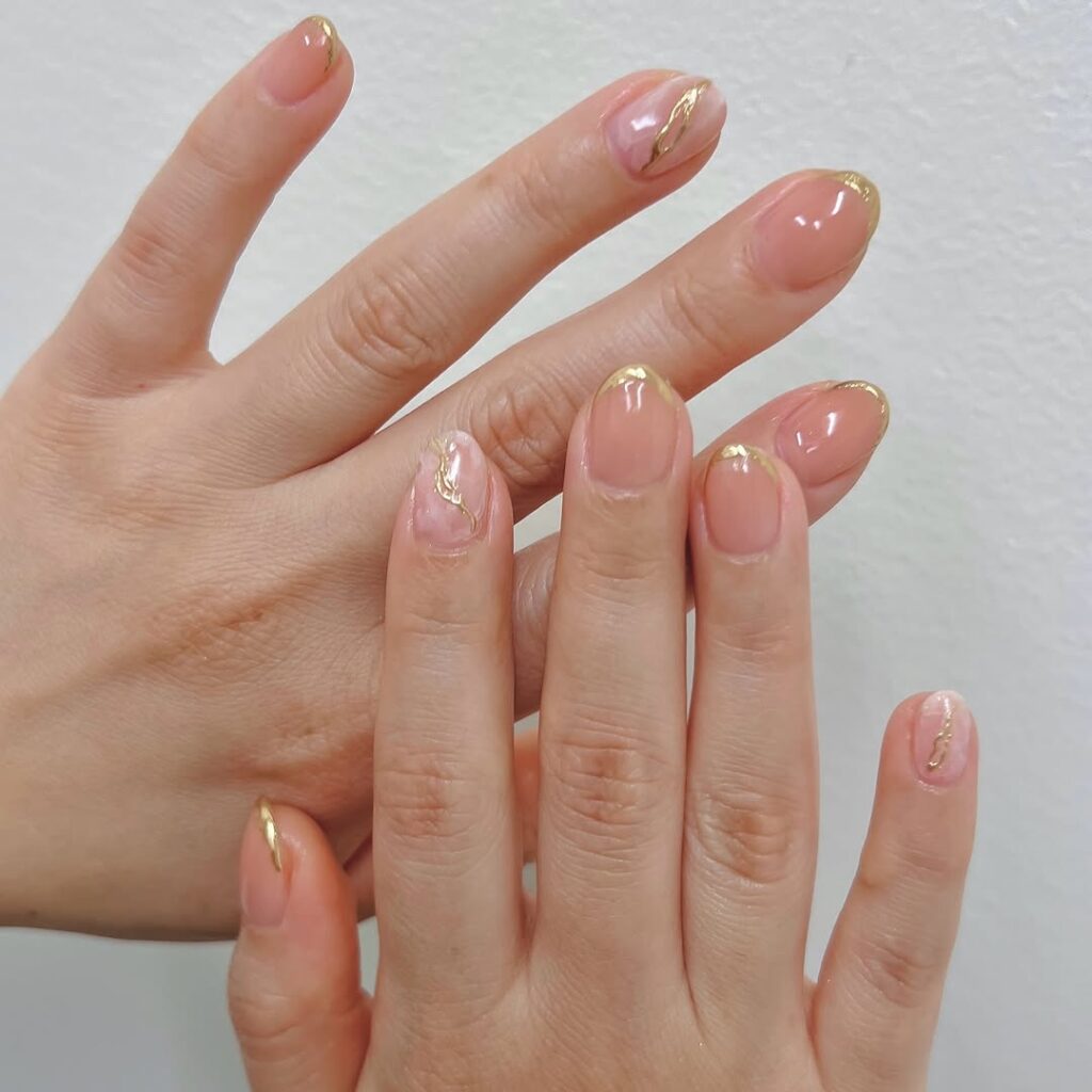 Neutral Nails with Minimalist Art