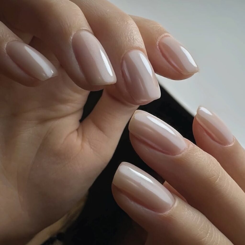 Neutral Nails with Chrome Finish