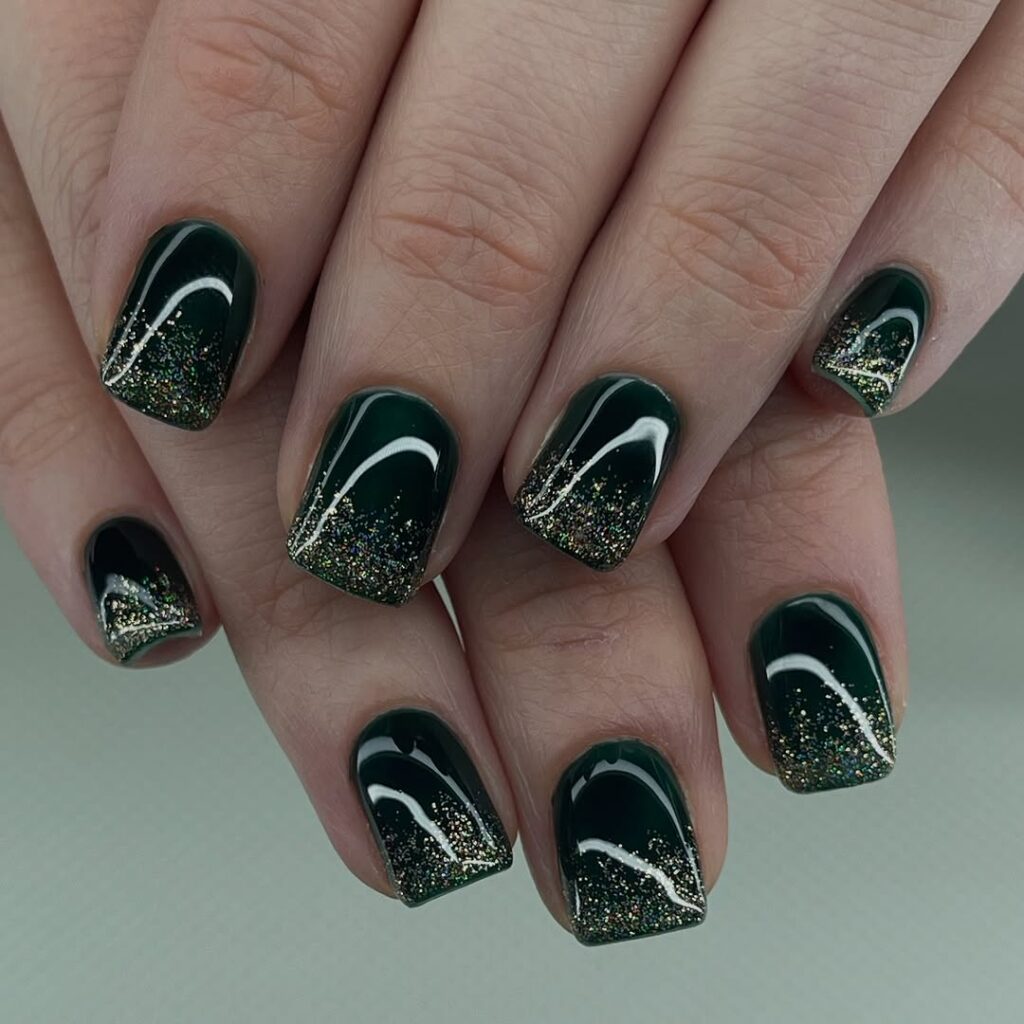 Dark Green Glitter Ombré