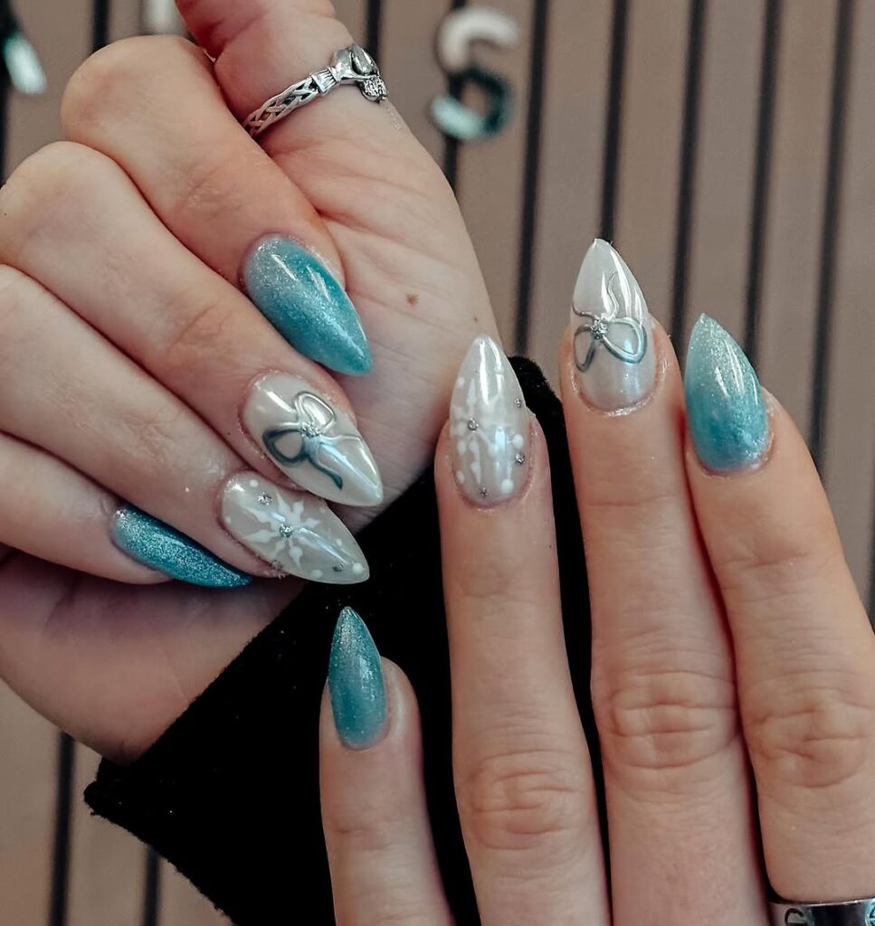 Icy Blue Stiletto Nails
