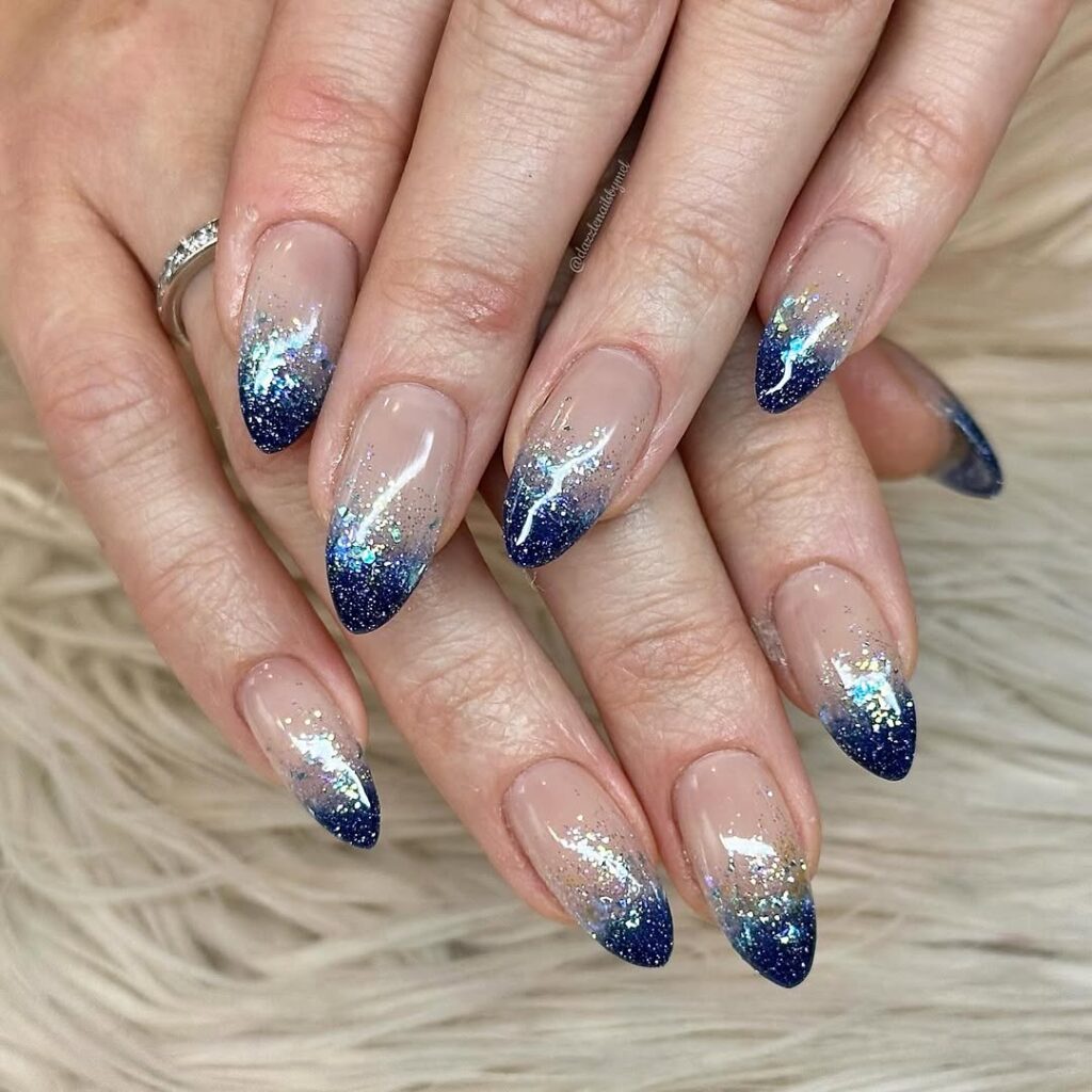 Blue & Silver Glitter Fade