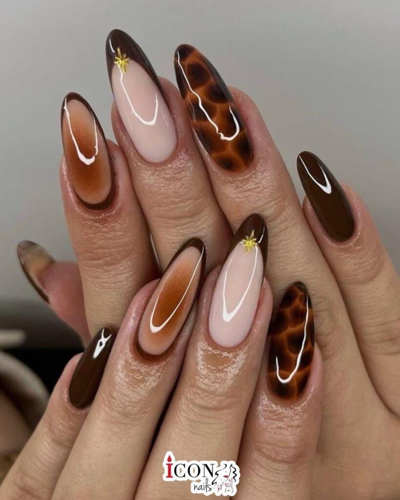 Almond Nails with Marble Effect