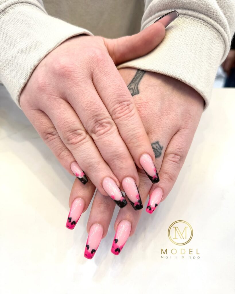 Black & Pink French Tips