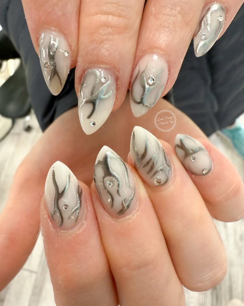 Abstract Swirls & Marble Nails