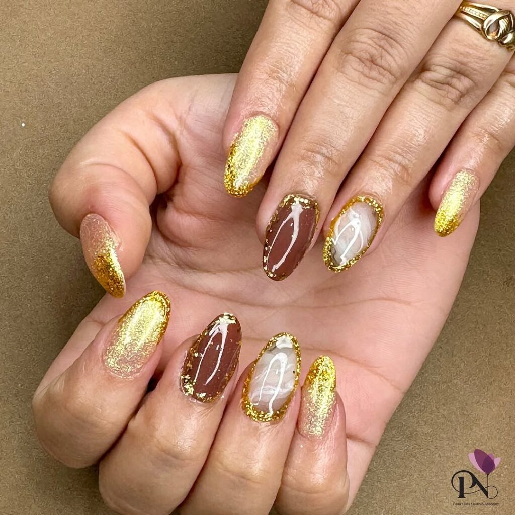 Marble Nails with Gold Foil