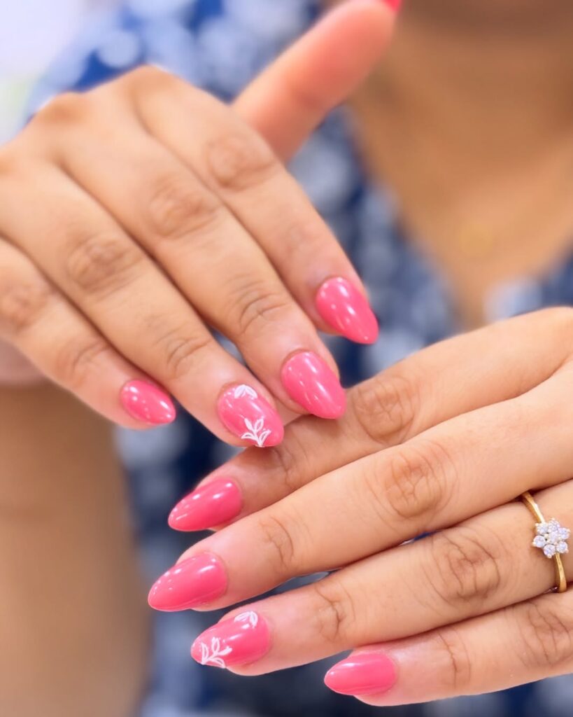 Hot Pink Glossy Nails