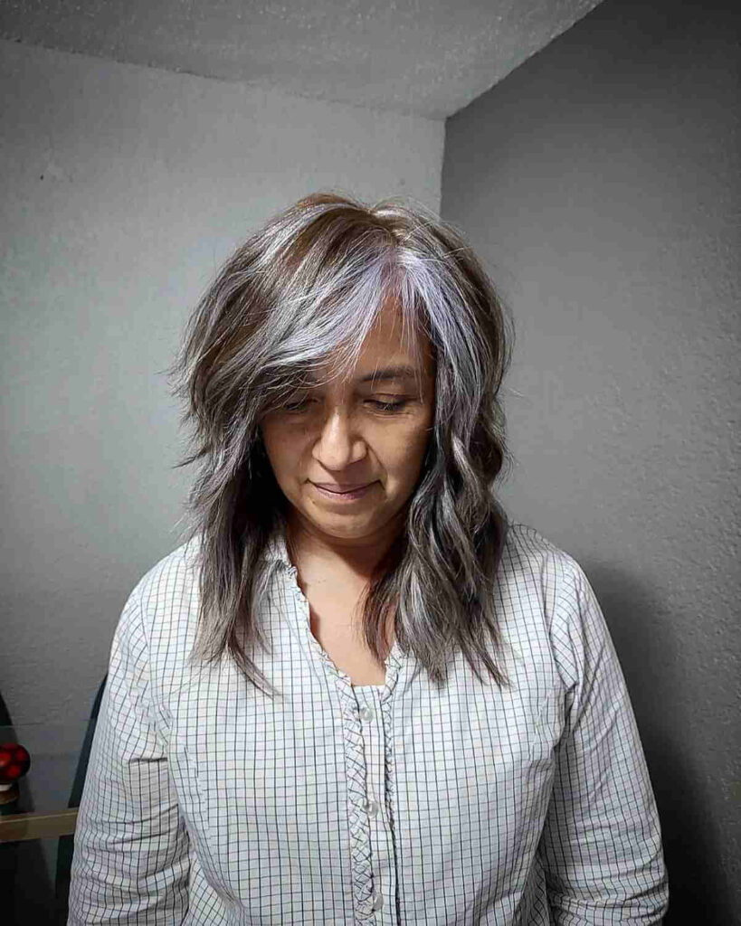 Side-Swept Curtain Bangs with Layers