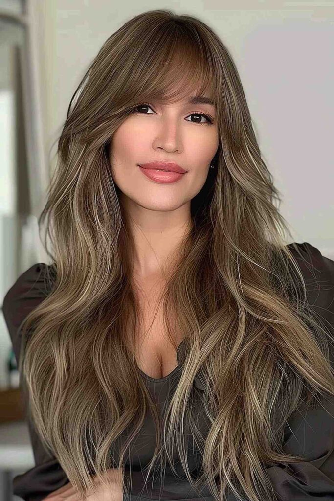Long Hair with Side-Swept Bangs