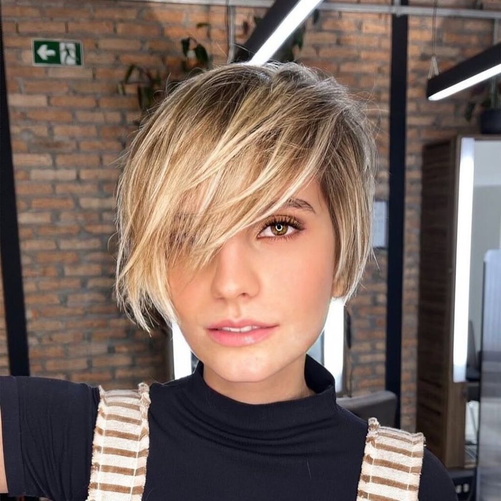Asymmetrical Bob with Side-Swept Bangs