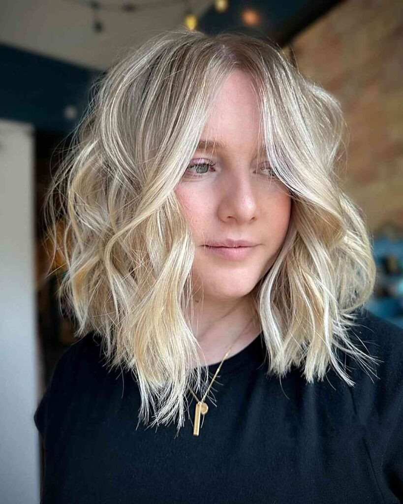 Blunt Choppy Lob with Wispy Ends
