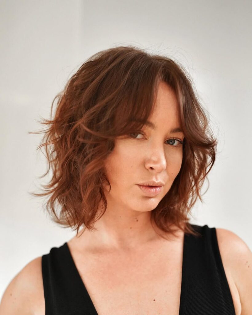 Layered Choppy Lob with Bangs