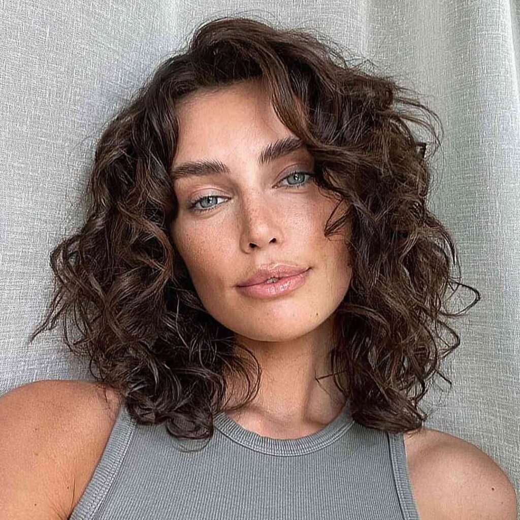 Curly Choppy Lob