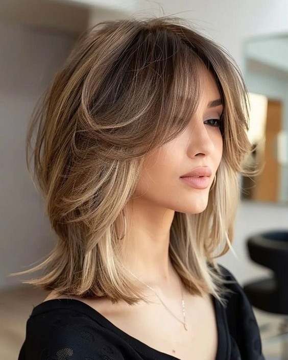 A-Line Bob with Feathered Bangs